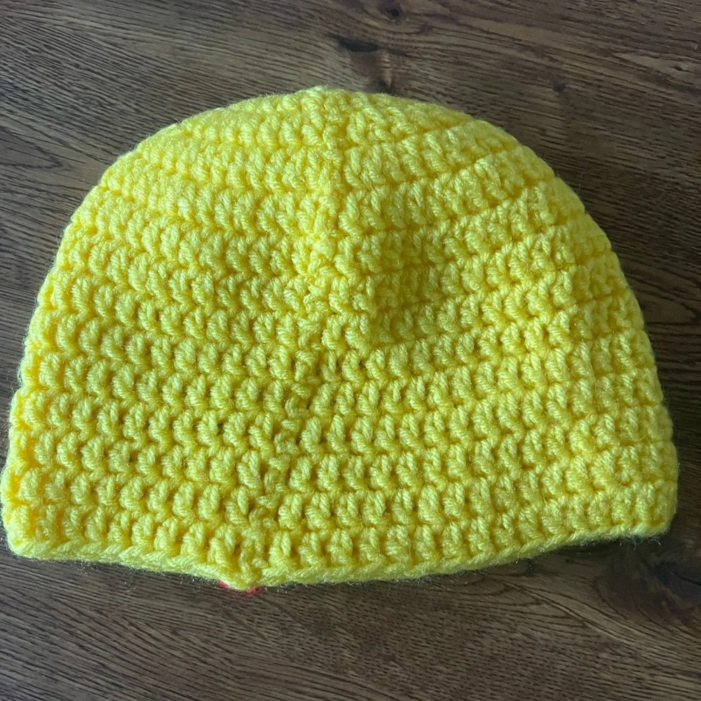 Smiley face kids crochet hat